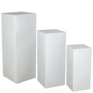 Set 3 Pedestales Metal Blancos 41x41x111+36x36x91+31x31x71cm