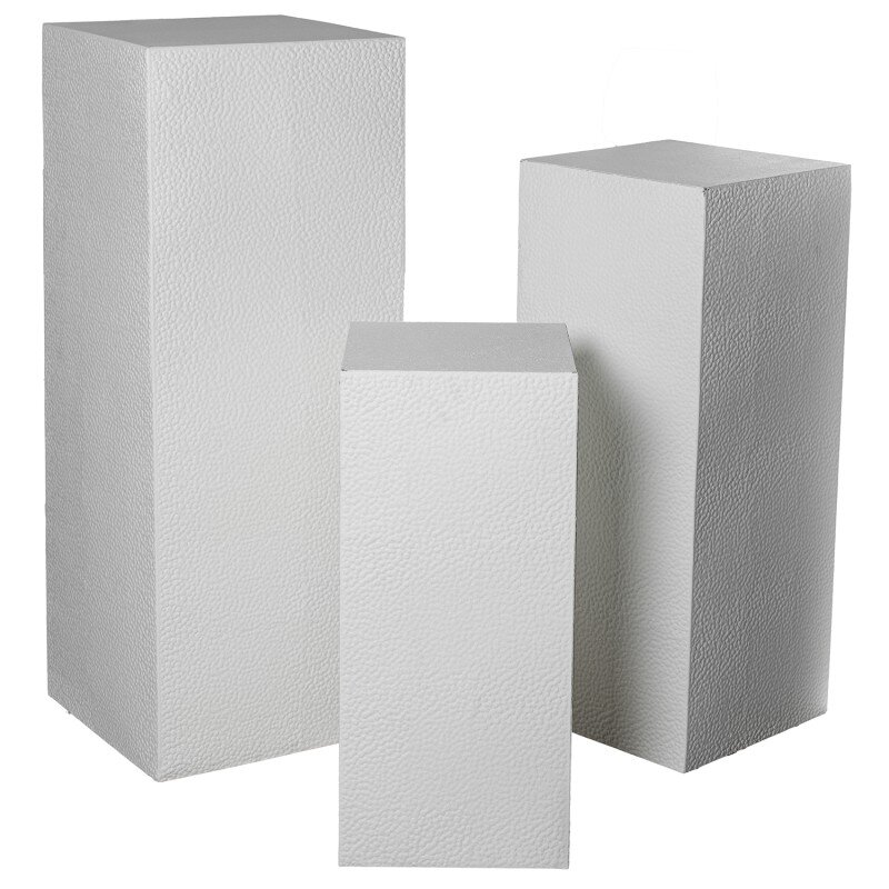 Set 3 Pedestales Metal Blancos 41x41x111+36x36x91+31x31x71cm - Image 2