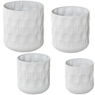 Set 4 Maceteros Metal Blancos Ø38x38+ø34x34+ø31x30+ø27x26cm