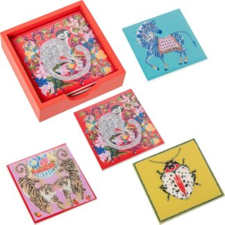 Set 4 Posavasos C/soporte Madera 12x12x4cm
