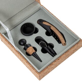 Set 4 Utensilios Vino En Caja Corcho 15x17x5,5cm