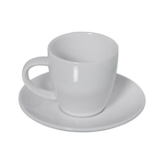 Set 6 Tazas Café C/plato Porcelana Blanca C/caja Regalo Taza:90cc