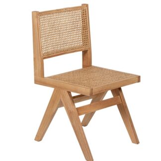 Silla Madera Caucho Natural C/asiento Y Espaldar De Ratán 46x54x82 Cm H.asiento:44cm