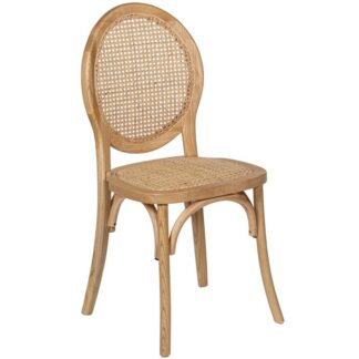 Silla Madera Cedro Natural C/espaldar Y Asiento De Ratán 45x57x97cm H.asiento:47cm