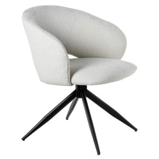 Silla Madera Giratoria Tela Beige Patas Metal Negro 60x58x78cm Alt. Asiento:44cm