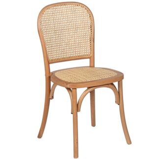 Silla Madera Haya Natural C/asiento Y Espaldar De Ratán 45x48x96cm H.asiento:47cm