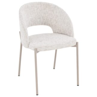 Silla Madera Tela Beige Patas Metal 52x54x77cm Alt.asiento:49cm