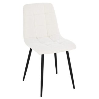 Silla Madera Tela Beige Patas Metal Negro 46x58x90cm