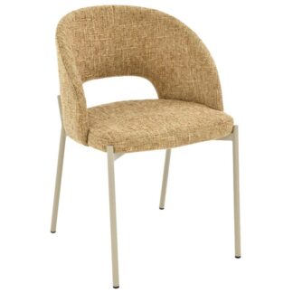 Silla Madera Tela Mostaza Patas Metal 52x54x77cm H.asiento:49cm