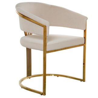 Silla Patas Acero Inox.dorado C/asiento Madera Tapizad.beige 59x51x85cm