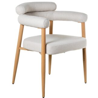 Silla Tela Beige Patas Metal Imitación Madera 58x64x78cm Alt. Asiento:47cm