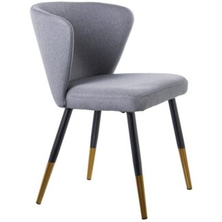 Silla Tela Gris C/patas Metal Negro +punta Dorada, Poliéster 57x56x77cm Alt.asiento:48,5cm