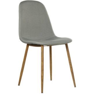 Silla Tela Gris Patas Metal Imitación Madera 44x52x87cm, Alt.asiento:49cm
