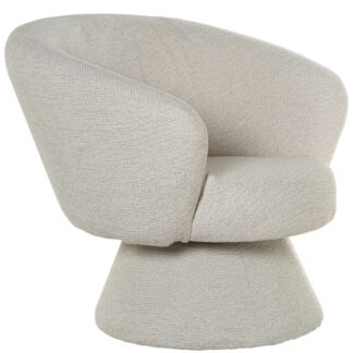 Sillón Giratorio Madera Tapizado Beige 75x78x73cm Alt.asiento:40cm