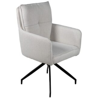 Sillon Giratorio Metal Negro Tapizado Blanco 61x93cm Alt. Asiento:48,5cm
