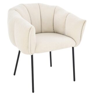 Sillón Madera Tela Beige Patas Metal Negro 70x63x77cm Alt. Asiento:48cm