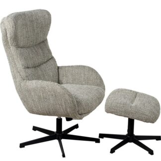 Sillón Relax Giratorio Gris Verdoso C/reposapiés Patas Metal 75x82x108cm 51x46x43cm