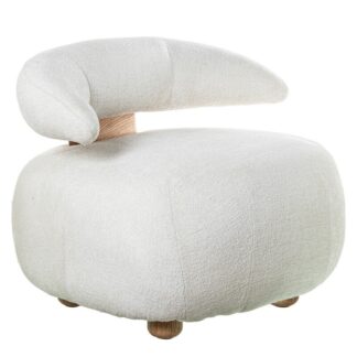 Sillón Tela Beige Patas Madera Roble Natural 77x77x63cm Alt. Asiento:43cm
