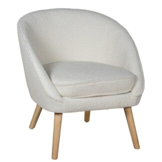 Sillon Tela Blanca Patas Madera 76x73x67cm Alt.asiento:46cm
