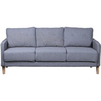 Sofá 3 Plazas Poliéster Gris C/patas Madera Caucho 189x75x86cm Alt. Asiento:46cm