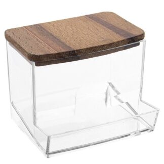 Soporte Acrilico Para Bastones Algodon C/tapa Madera 11x6x9cm