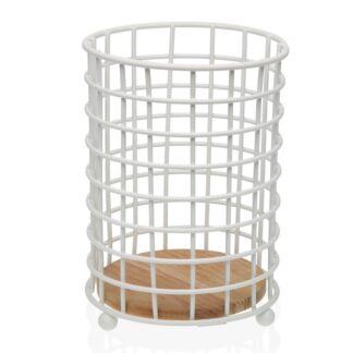 Soporte Utensilios/cocina Metal/madera Blanco Ø13x18cm