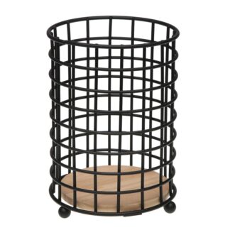 Soporte Utensilios/cocina Metal/madera Negro Ø13x18cm