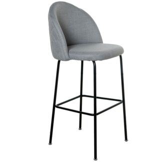 Taburete Metal Negro Tapizado Gris 52x55x110cm Alt.asiento:79cm