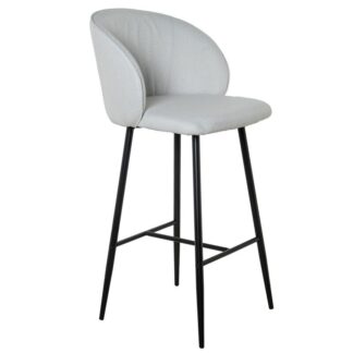 Taburete Metal Negro Tapizado Beige 50x50x104cm Alt.asiento:75cm