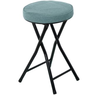 Taburete Plegable Metal Negro Tela Verde Ø30x49cm