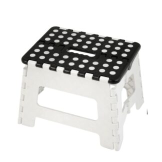 Taburete Plegable Pp Blanco/negro 32x25x22cm Asiento:29x22cm