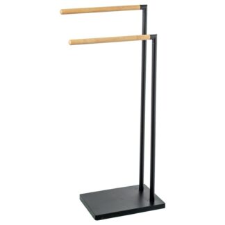Toallero Pie Metal/madera Negro 37x20x79cm