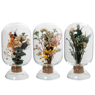 Urna Cristal C/flores Artificiales Surt. Ø8x16cm