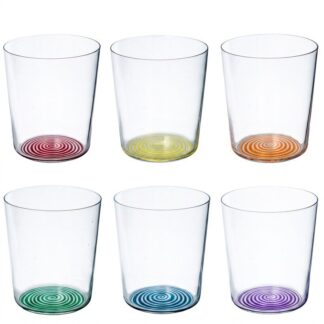 Vaso Cristal 395ml Espiral Colores Surt. Ø8,5x10cm
