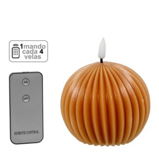 Vela Led Bola Cera Caramelo 1 Mando Para Cada 4 Velas Ø10x9cm Pilas:2xaa No Incluid