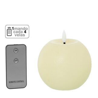 Vela Led Bola Cera Marfil 1 Mando Para Cada 4 Velas Ø10x8,5cm Pilas:2xaa No Inclu