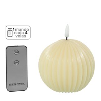 Vela Led Bola Cera Marfil 1 Mando Para Cada 4 Velas Ø10x9cm Pilas:2xaa No Incluid