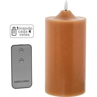 Vela Led Cera Caramelo 1 Mando Para Cada 4 Velas Ø10x20cm Pilas:2xaa No Inclui