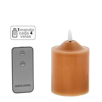 Vela Led Cera Caramelo 1 Mando Para Cada 4 Velas Ø7,5x10cm Pilas:2xaa No Inclu