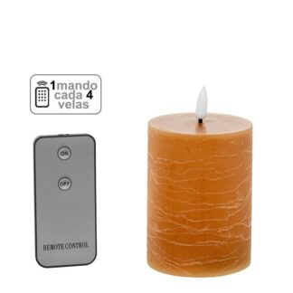 Vela Led Cera Caramelo 1 Mando Para Cada 4 Velas Ø7,5x10cm Pilas:2xaa No Inclu