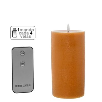 Vela Led Cera Caramelo 1 Mando Para Cada 4 Velas Ø7,5x15cm Pilas:2xaa No Inclu