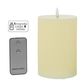Vela Led Cera Marfil 1 Mando Para Cada 4 Velas Ø10x20cm Pilas:2xaa No Inclui