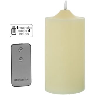 Vela Led Cera Marfil 1 Mando Para Cada 4 Velas Ø10x20cm Pilas:2xaa No Inclui