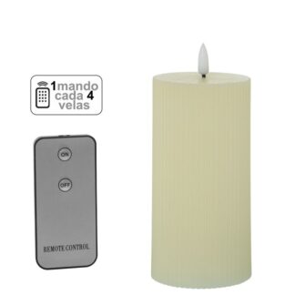 Vela Led Cera Marfil 1 Mando Para Cada 4 Velas Ø7,5x15cm Pilas:2xaa No Inclu