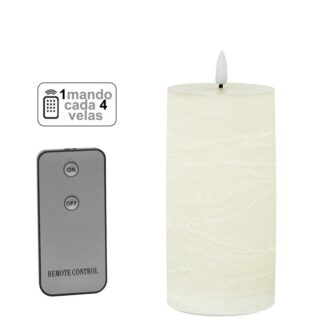 Vela Led Cera Marfil 1 Mando Para Cada 4 Velas Ø7,5x15cm Pilas:2xaa No Inclu