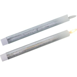 Vela Led De Cera Plata C/interruptor Ø2x24cm Pilas:2xaaa No Inclui