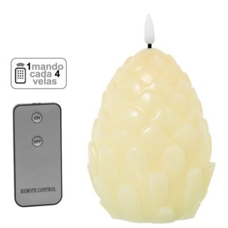 Vela Led Piña Cera Marfil 1 Mando Para Cada 4 Velas Ø10x13cm Pilas:2xaa No Inclui