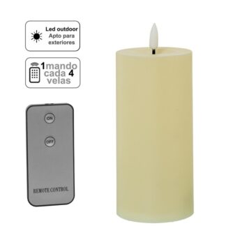 Vela Led Poliéster C/mando A Distancia, Color: Marfil Ø7x15cm Pilas:2xaa No Incluid