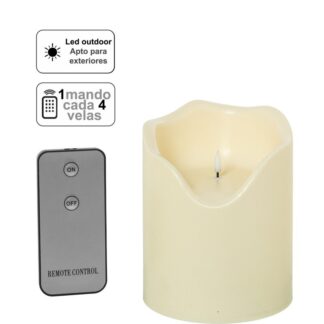 Vela Led Poliéster Marfil 1 Mando Para Cada 4 Velas Ø16x20cm Pilas:3xc No Incluid
