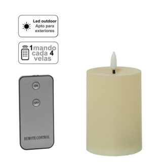 Vela Led Poliéster Marfil 1 Mando Para Cada 4 Velas Ø7x10cm Pilas:2xaa No Incluid